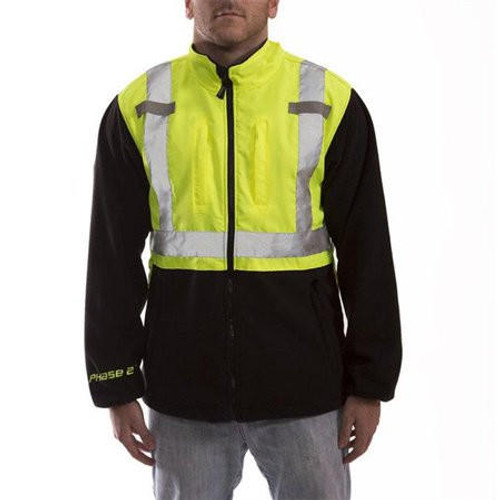 Tingley Rubber Tingley J73022 Class 2 Hybrid Fleece Hi-Vis 150 Denier Poly Breathable Jacket - Phase 2 Type R - 2XLarge
