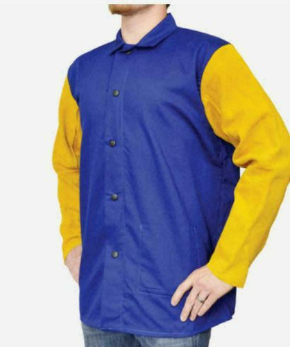 Weldas Welding Jacket 33-3060 - Blue - 9oz FR Body - Leather Sleeves