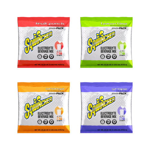  Sqwincher Powder Pack - Electrolyte Drink Powder - Assorted Flavors - 2.5 Gal 