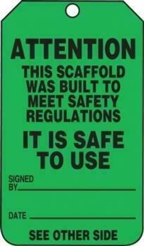 Accuform Signs Scaffolding Tag - Green - TRS328CTP