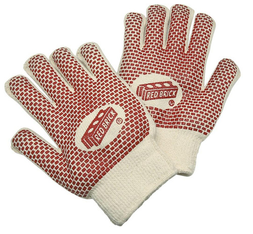 MCR Safety MCR Hot Mill Glove 9460K - Red Brick - 9oz - Terry Nitrile Brick Pattern - Lg - 2-Ply