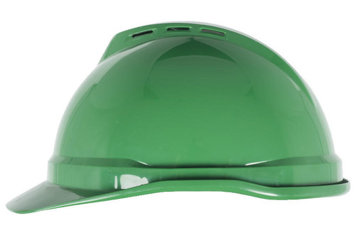 MSA Hard Cap 10034032 - V-Gard 500 - Front Brim - 6-Point Fas-Trac Suspension - Green - Vented
