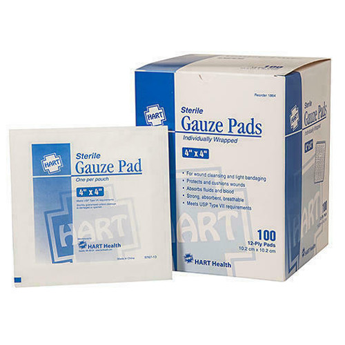 Hart Health Sterile Gauze Bandage - 4 x 4 - 12-ply