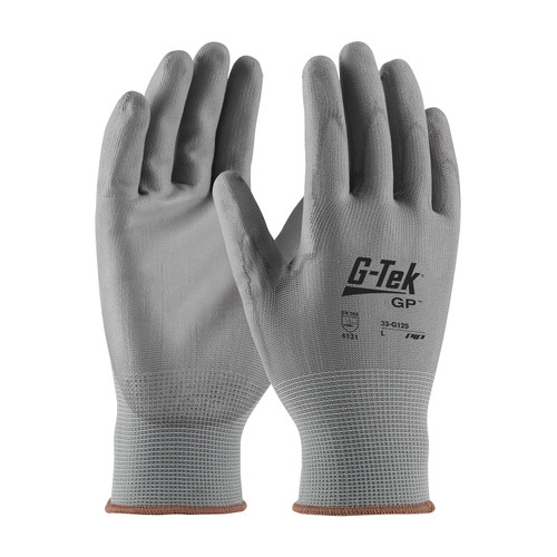 Protective Industrial Products G-Tek Reusable Glove 33-G125 - Xs - Gray PU Palm - Gray Nylon Shell - 13ga