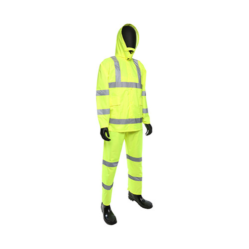 Protective Industrial Products PIP 4033 Rain Suit - Hi-Vis Green - Class 3 Tye R - Snap Front - 3 Piece