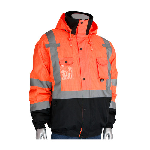 Protective Industrial Products PIP 333-1770 - Premium Plus Hi-Vis Bomber Jacket - D Ring Access - Orange