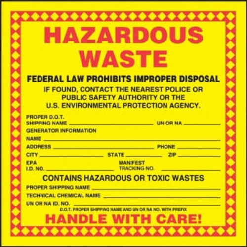 Accuform Signs Accuform Label MHZW25PSP - Hazardous Waste - Adhesive Coated - 6 x 6