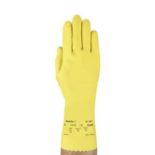 Ansell Unsupported Latex Glove 87-297 - Alphatec - Yellow - 20mil - 12