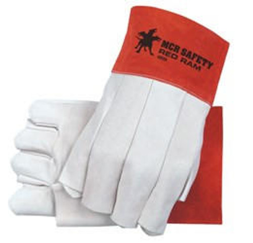 MCR Safety MCR - Welding Goatskin Glove - 4810 - 4800 Series - Fingerless - White/Red - Large - Tig Welder Glove