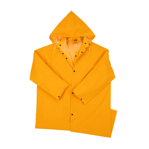 Protective Industrial Products PIP Rain Coat 4148 - Yellow - 35Mil - 48 - PVC/Polyester - Detacted Hood