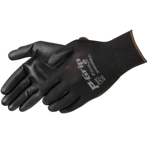Liberty Glove and Safety Liberty Reusable Glove SP4638BK - P-Grip - 13ga - Black Nylon - Black PU Palm