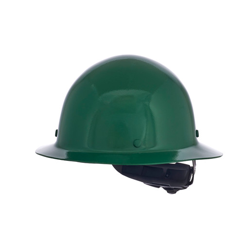 MSA Skullgard Hat 475411 - Green - Full Brim - 4-Point Ratchet Suspension