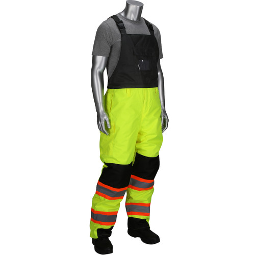 Protective Industrial Products PIP Ripstop Insulated 2-Tone Bib Overalls - ANSI Class E - Yellow