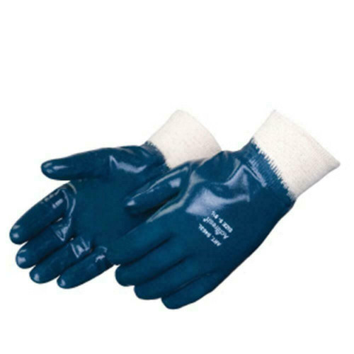 Liberty Glove and Safety Liberty 9463SP Blue Nitrile Glove - Knit Wrist - Smooth Finish - Jersey Lined