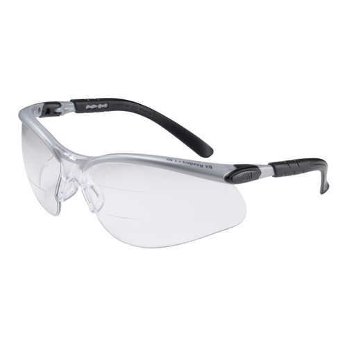 3M™ BX™ Dual Reader Protective Eyewear 11458-00000-20 Clear Anti-Fog Lens - Silver/Black Frame - +2.0 Top/Bottom Diopter