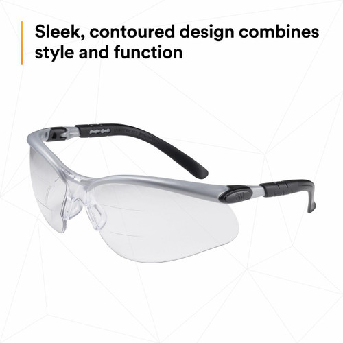 3M Personal Safety Division 3M BX Dual Reader Protective Eyewear 11458-00000-20 Clear Anti-Fog Lens - Silver/Black Frame - 2.0 Top/Bottom Diopter