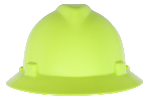 MSA Hard Hat 10061515 - V-Gard - Hi-Viz Yellow/Green - Full Brim - 4-Point Ratchet Suspension