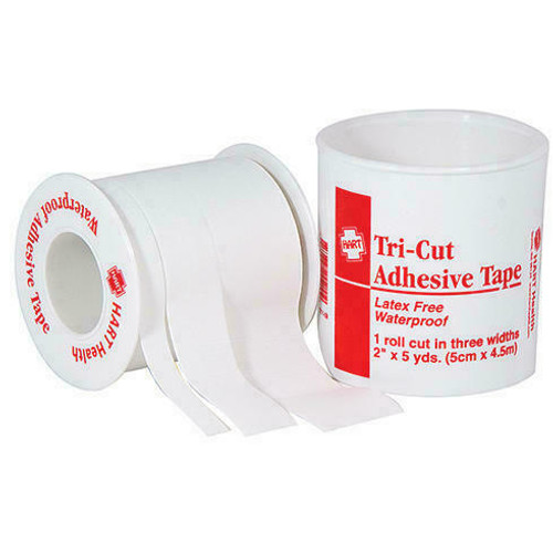 Hart Health Adhesive Tape 1211 - Tri-Cut - 2X5Yd - 3 Widths 3/8 5/8 1 - Plastic Spool - Water and Oil Resist