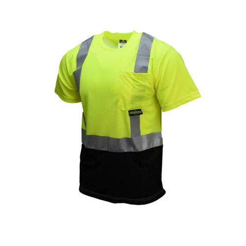 Radians T-Shirt ST11B-2PGS - Black Bottom - Short Sleeve - Hi-Vis Green - Class 2 Type R