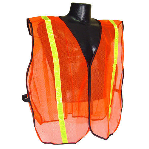 Radians Safety Vest SVO1 - One Size - Non-Rated - 50 Ea/C - Orange Mesh w/1" Yellow Stripe