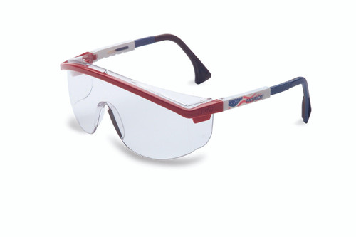 Honeywell Safety Prod USA Uvex Safety Glasses S1169 - Astrospec 3000 - Red Frame - Duoflex Temple - Clr Lens - USA Logo