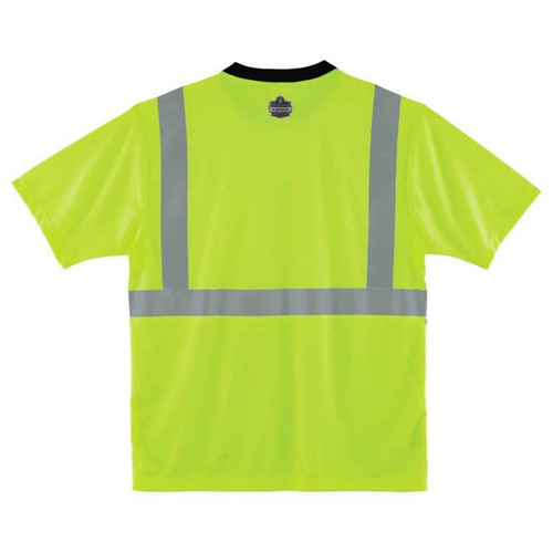 Ergodyne Corporation Ergodyne 8289BK GloWear Black Front T-Shirt - Hi-Vis Lime - Type R Class 2