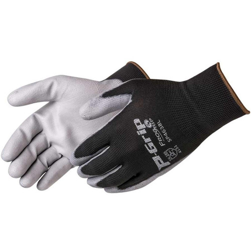 Liberty Glove & Safety Liberty Reusable Glove SP4638 - P-Grip - 13ga - Gray PU Palm - Black Nylon/Poly Shell - Small