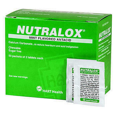 Hart Health NUTRALOX Antacid Tablets - Mint Flavored - Chewable - 2 per pack