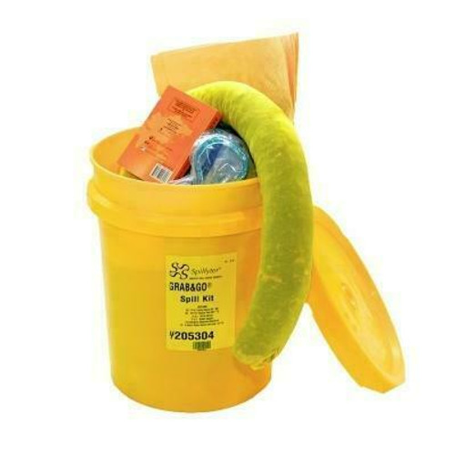 Liquid Safety Solutions by FyterTech Nonwovens NPS Corp LSS Spill Kit 205304 - Hazmat - 5gal Yellow Bucket - 3 3x4 Socks - 3 12x12 Pads