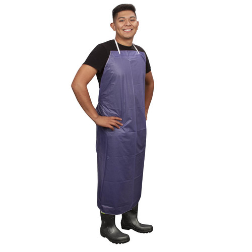 Cordova Safety Products Disposable Apron - Vinyl - 8 Mil - 36 X 48 - Blue