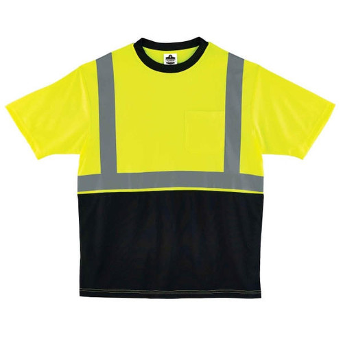 Ergodyne Corporation Ergodyne T-Shirt 8289B - 2Xl - Hi-vis Lime GloWearType R Class 2 Black Front T-Shirt