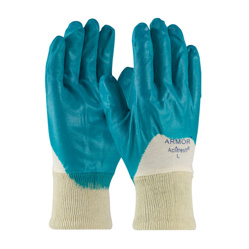 Protective Industrial Products PIP Coated Nitrile Glove 56-3180 - Armorflex - White/Green - Cotton Shell - Knit Wrist