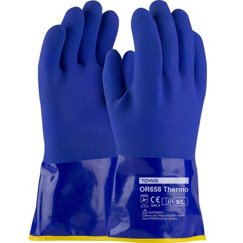 Protective Industrial Products Detachable Terry Liner 58-8658DL PVC Glove - ProCoat Cold Resistant - Sandy Finish - 12in - -Large