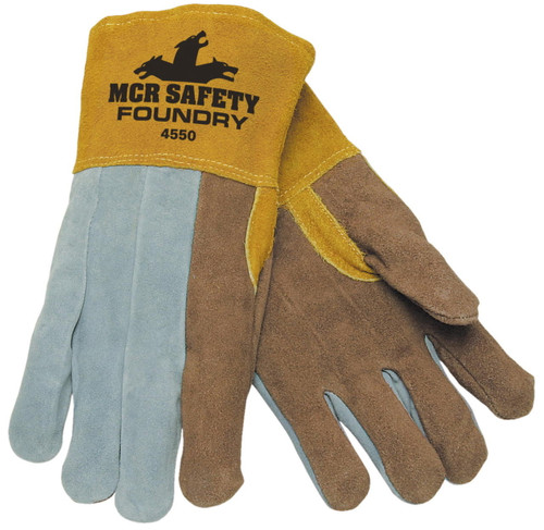 MCR Safety 4550 Foundry Glove - Jersey Leather Welding Hand Protection - Foam Lined - Cowskin Leather - DuPont Kevlar Sewn