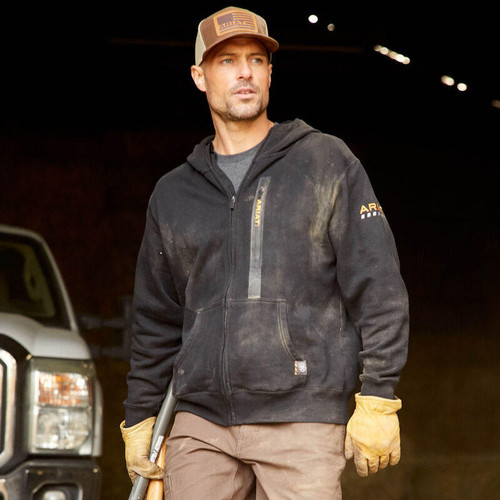 Ariat Rebar Workman Full Zip Hoodie - 10023937 - Black - Mens - Action