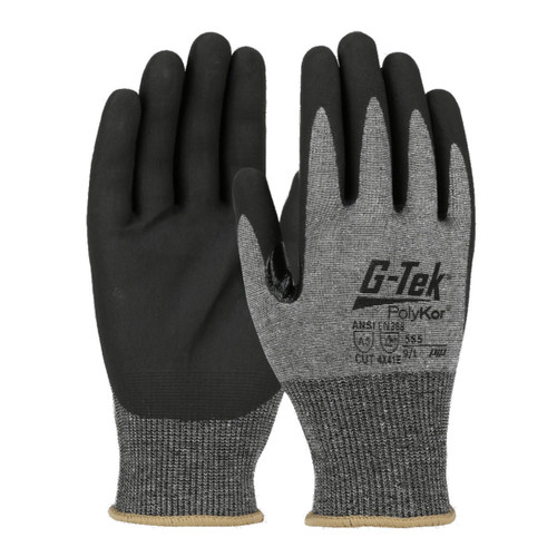 Protective Industrial Products PIP® 555 - G-Tek® PolyKor® - 18ga - A5 - Black Nitrile Foam Palm - Gray HPPE Palm - Touchscreen