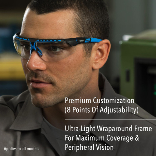 Honeywell S2870HS Uvex Avatar Safety Glasses - Clear Lens - Blue Frame - AF  - Hydroshield - Safety Services, Inc.