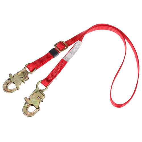 3M Fall Protection 3M™ 1385301 Protecta Pro Lanyard - Web. Adjustable Positioning - Zinc Plated Snap - Hook - Single Leg - Red