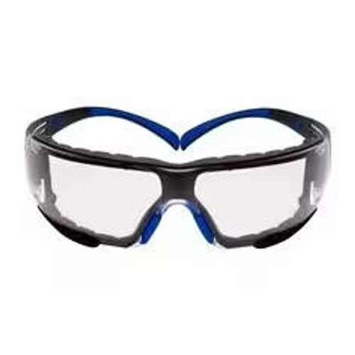 3M Personal Safety Division 3M - SF401SGAF-BLU-F - Securefit 400 - Safety Glasses - Clear Lens - Blue - Gray Frame - Foam - AF/HC - Scotchgard