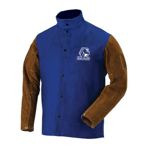 Revco Industries  Inc Black Stallion - FRB9-30C/BS - Hybrid FR Cotton/Cowhide Welding Jacket - Royal Blue