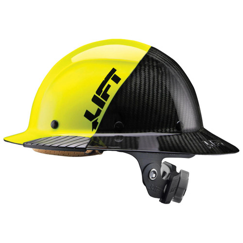 LIFT Safety HDF50C-19HC DAX Hard Hat - Full Brim - Yellow/Black - Carbon Fiber - 6-Point Suspension - Type 1 Class C