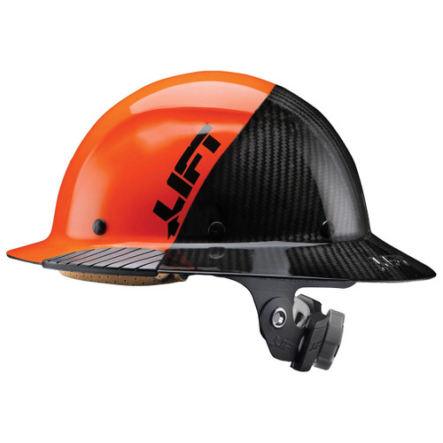 LIFT Safety HDF50C-19OC DAX Hard Hat - Full Brim - Orange/Black - Carbon Fiber - 6-Point Suspension - Type 1 Class C