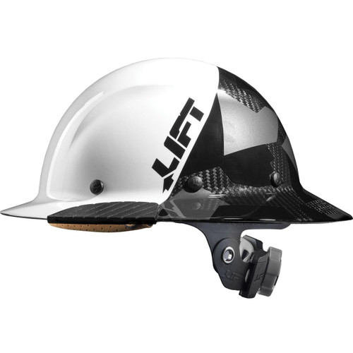 LIFT Safety HDF50C-20CK DAX Hard Hat - Full Brim - White/Black Camo - Carbon Fiber - 6-Point Suspension - Type 1 Class C