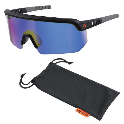 Ergodyne Corporation Ergodyne Skullerz AEGIR Anti Scratch Anti Fog Safety Glasses, Matte Black Frame, Blue Mirror Lens