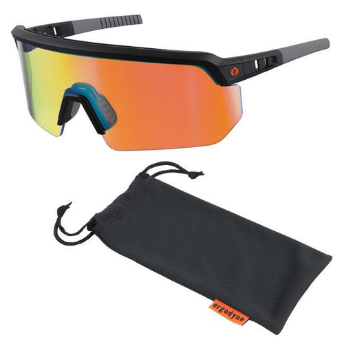 Ergodyne Corporation Ergodyne Skullerz AEGIR Anti Scratch Anti Fog Safety Glasses, Matte Black Frame, Orange Mirror Lens