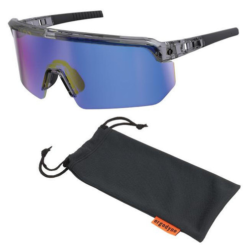 Ergodyne Corporation Ergodyne Skullerz AEGIR Anti Scratch Anti Fog Safety Glasses, Clear Smoke Frame, Blue Mirror Lens