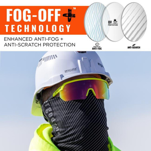Ergodyne Corporation Ergodyne Skullerz AEGIR Anti Scratch Anti Fog Safety Glasses, Lime Frame, Purple Mirror Lens