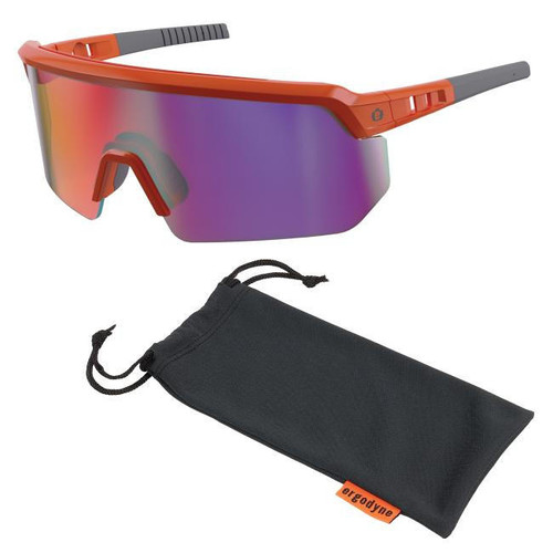 Ergodyne Corporation Ergodyne Skullerz AEGIR Anti-Scratch & Enhanced Anti-Fog Safety Glasses, Sunglasses - Orange Frame - Purple Mirrored Lenses