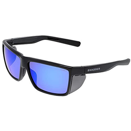 MCR Safety SR218B SR218B Swagger SR2 Blue Diamond Mirror Lens Black Fr