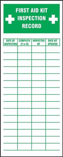 Accuform Signs Accuform - First Aid Inspection Label - LFSD516XVE - "FIRST AID KIT INSPECTION RECORD" - 6"x2" - Dura Vinyl Adhesive